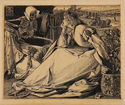 Until her death – preparatory drawing for 'Good Words' by Frederick Sandys, 1862 — digital art print download