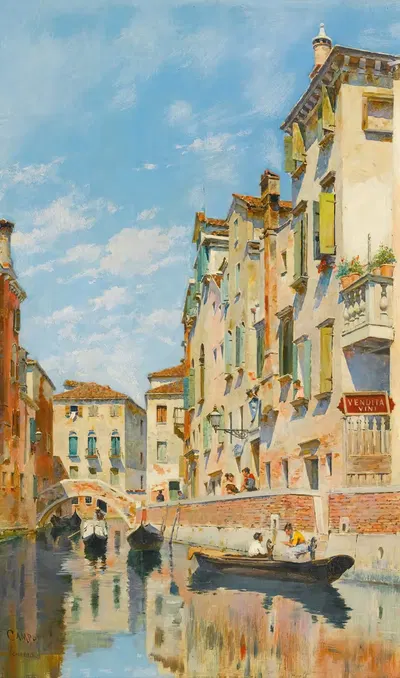 Gondolas On A Venetian Canal by Federico del Campo — digital art print download