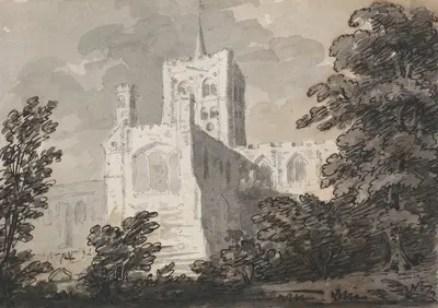 Abbey Church at St. Albans by Джордж Хоуленд Бомонт, 1781 — digital art print download