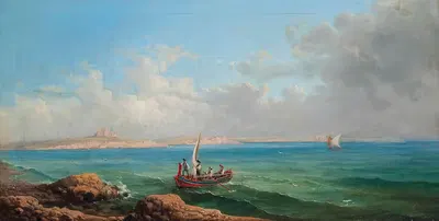 The Sea Approach To Marsa Scirocco, Malta by Girolamo Gianni, 1875 — digital art print download