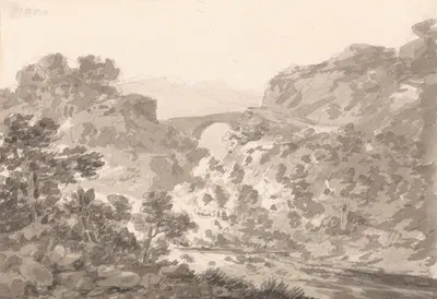 Bridge over Stream, North Wales by Джордж Хоуленд Бомонт, 1800 — digital art print download