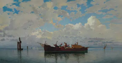 Рыболовные лодки на венецианской лагуне by Герман Давид Саломон Корроди — digital art print download