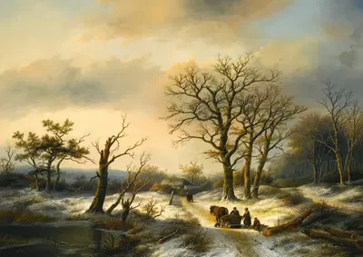 Собиратели дров на снежной тропе by Ян Якоб Коенраад Спохлер, 1865 — digital art print download