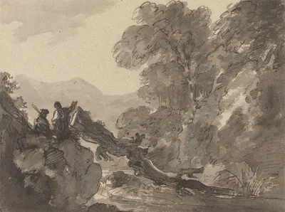 Romantic Landscape by Джордж Хоуленд Бомонт, 1803 — digital art print download