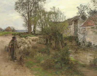 Выход стада с улицы Шайи by Леон Огюст Лермиц, 1904 — digital art print download