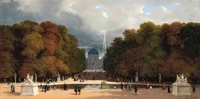 Прогулка в Тюильри, Париж, подписано и датировано by Леон-Огюст Мелле, 1847 — digital art print download