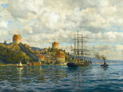 View Of The Bosphorus With Rumelihisari by Michael Zeno Diemer — digital art print download