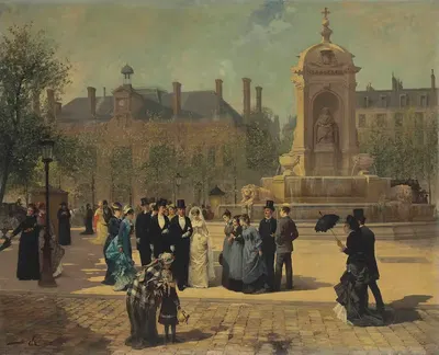 The Wedding Procession by Pierre-Marie Beyle, 1879 — digital art print download