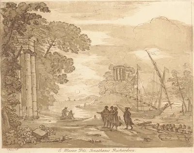 Landscape with explorers by George Knapton, 1740 — digital art print download