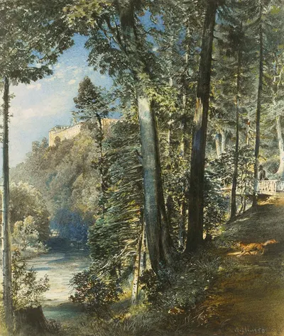 Замок Градец у Тропау (Замок Градец, Моравия) by Рудольф фон Альт, 1850 — digital art print download