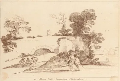 Landscape with figures by George Knapton, 1740 — digital art print download