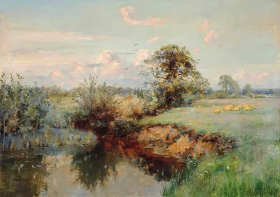 Пастбищные овцы, лето by Сэр Альфред Ист, 1906 — digital art print download