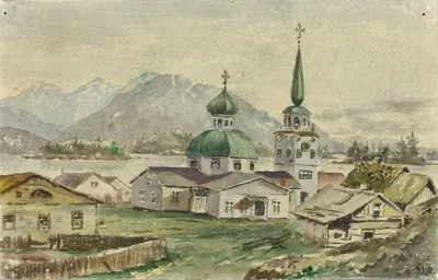 Вид сзади греческой церкви, Ситка, 1888 by Теодор Дж. Ричардсон, 1888 — digital art print download