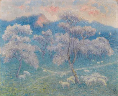 Овцы у миндалей by Уильям Дегув де Нунккес, 1903 — digital art print download
