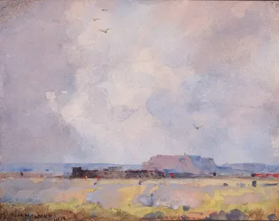 In The Plateau Country, With An Inhabited Pueblo by William Henry Holmes, 1929 — digital art print download