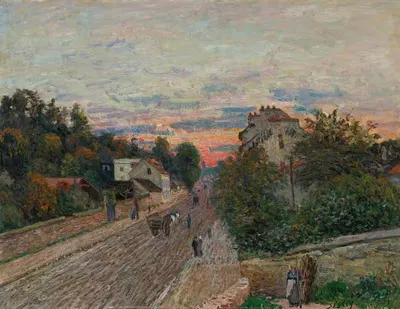 Coucher De Soleil, La Route De Versailles À Chavilles by Alfred Sisley, 1879 — digital art print download