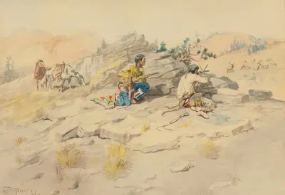 Индейцы, выслеживающие лося by Шарль Марион Рассел, 1897 — digital art print download