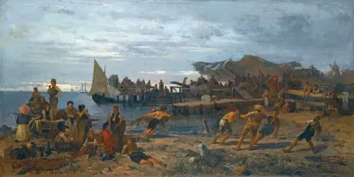 A Bustling Shore by Konstantinos Volanakis — digital art print download