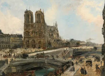 View Of Paris With Notre Dame by Édouard-Jacques Dufeu, 1893 — digital art print download
