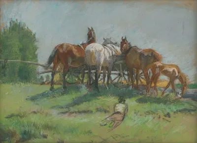 Horses by Ferdinand Katona, 1910 — digital art print download