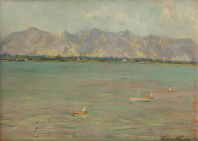 Горный пейзаж с озером by Фердинанд Катона, 1900 — digital art print download