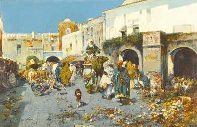 Оживлённая улица by Хосе Наварро и Ллоренс, 1900 — digital art print download