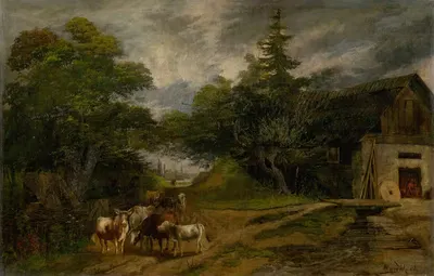 Returning from Pasture by Ľudovít Čordák, 1886 — digital art print download