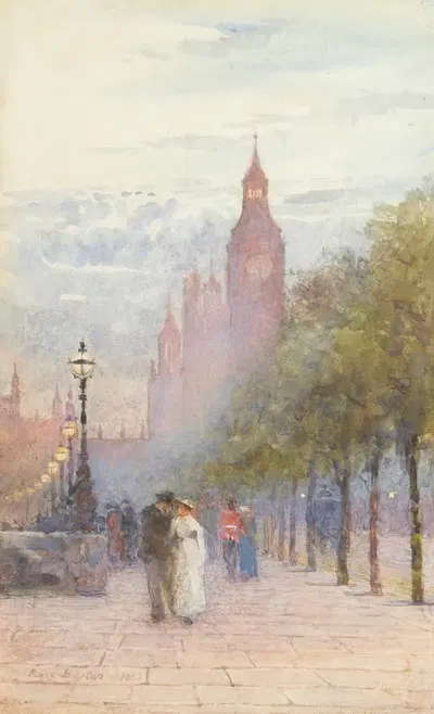 Палата лордов и Вестминстер by Роза Бартон, 1892 — digital art print download