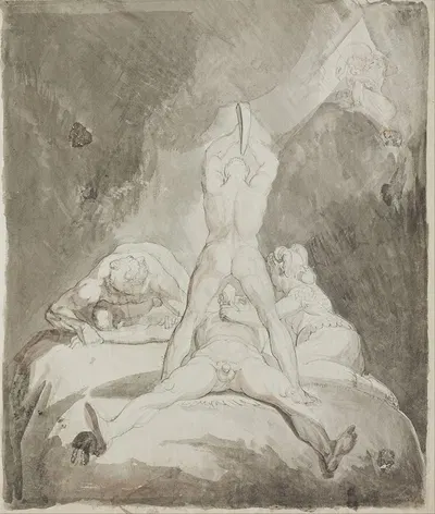 Hephaestus, Bia and Crato Securing Prometheus on Mount Caucasus by Henry Fuseli — digital art print download