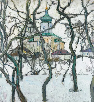 Зимняя сцена с церковью by Абрахам Маневич, 1911 — digital art print download