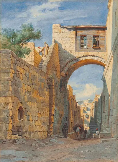 Уличная сцена в Иерусалиме by Карл Фридрих Генрих Вернер, 1863 — digital art print download