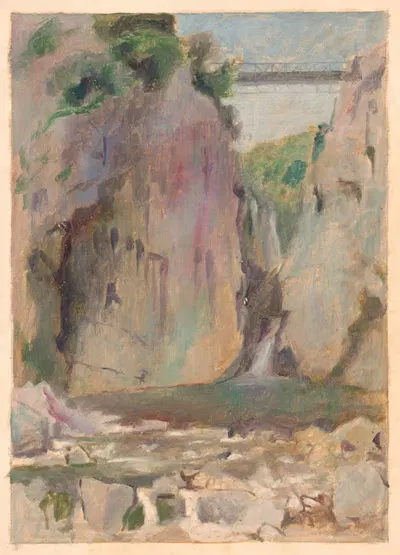 Landscape with a Waterfall by Dezider Czölder, 1901–1925 — digital art print download