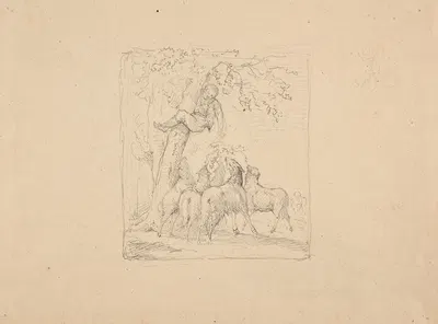 Enfant attaqué par des loups se réfugiant dans un arbre by Jacques-Raymond Brascassat — digital art print download