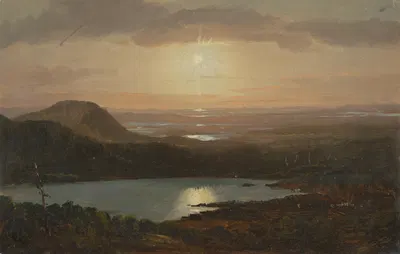 Озеро Орел, вид с горы Кадиллак, остров МOUNT Дезерт, Мэн by Фредерик Эдвин Чёрч — digital art print download