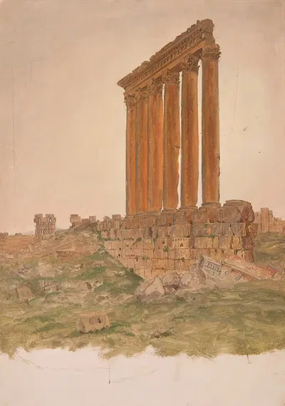 Ruins of the Temple of Zeus, Baalbek by Frederic Edwin Church, 1868 — digital art print download