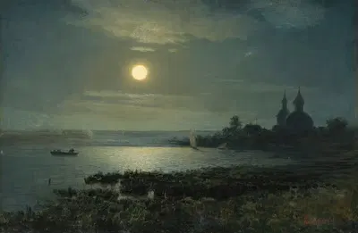 Восход луны над озером by Гаврил Павлович Кондратенко, 1882 — digital art print download