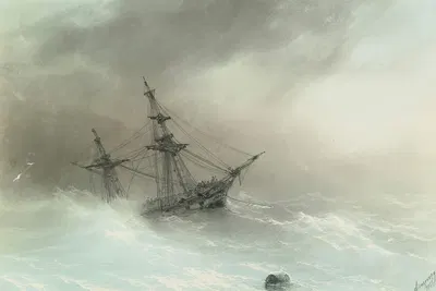Корабль в бурном море by Иван Константинович Айвазовский, 1888 — digital art print download