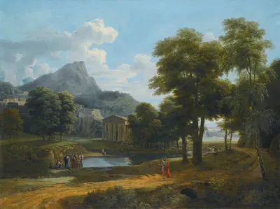 A Mountainous Landscape, With A View Of Pheneos And The Temple Of Minerva Caphyes by Jean-Victor Bertin — digital art print…