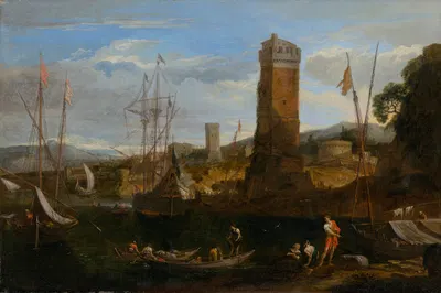 Морской пейзаж I. by Иоганн Антон Айсман, 1720–1730 — digital art print download