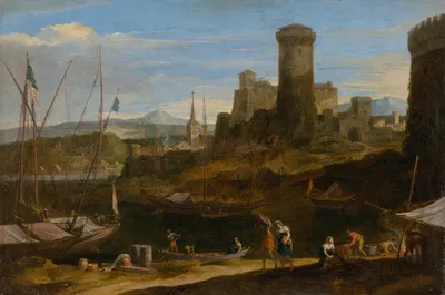 Прибрежный пейзаж II by Иоганн Антон Айсман, 1720–1730 — digital art print download