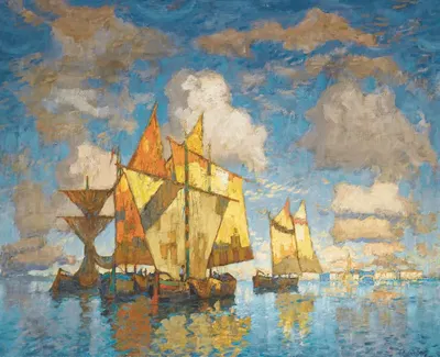Рыболовные лодки в лагуне, Венеция by Константин Иванович Горбатов, 1941 — digital art print download