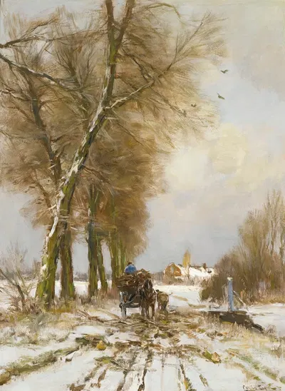 Figures On A Snowy Path by Louis Apol — digital art print download