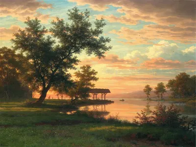 Evening Atmosphere By The Lakeside by Robert Zünd — digital art print download