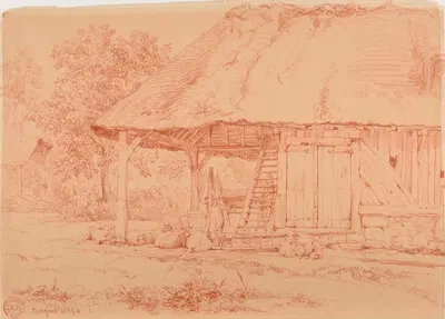 Intérieur de ferme by Jacques-Raymond Brascassat, 1854 — digital art print download