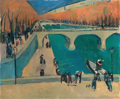 Осень в Париже (На берегу реки Сены) by Вернер Нойхаус, 1924 — digital art print download