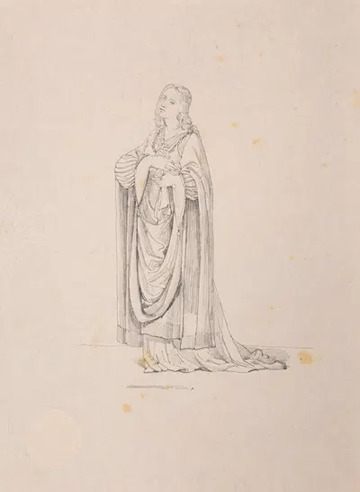 Jeune femme en costume XVe s. by Jacques-Raymond Brascassat — digital art print download