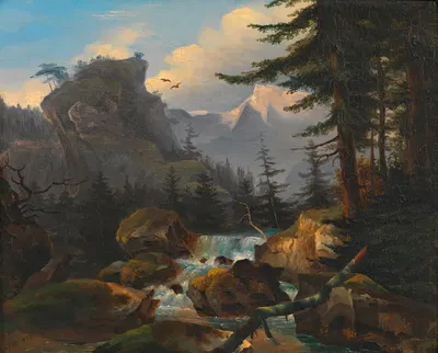 Водопад в высокогорье by Адалберт Штифтер, 1833 — digital art print download