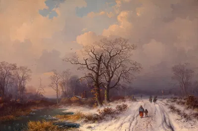 Снежный пейзаж by Бернхард Фидлер, 1852 — digital art print download