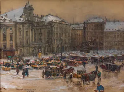 На дворе (Рождественский рынок) by Карл Пиппих, 1901 — digital art print download