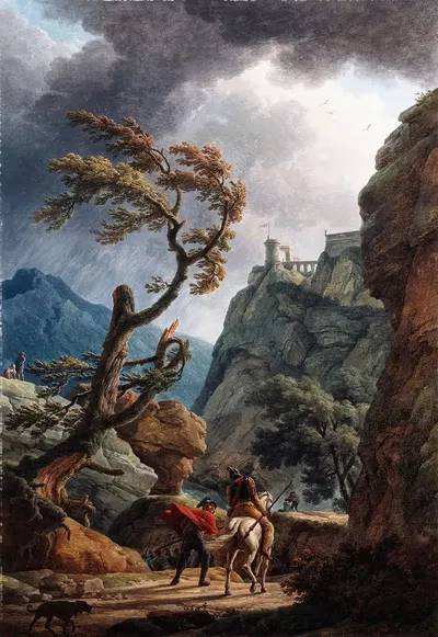 Солдаты в горном ущелье во время шторма by Клод-Жозеф Верне, 1789 — digital art print download